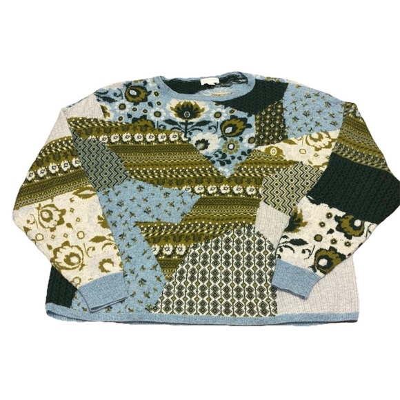 Garnet Hill Sweaters - Garnet Hill 100% Recycled Cashmere Patchwork Sweater Small